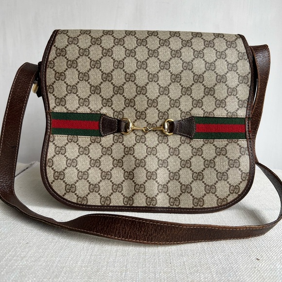 Gucci Handbags - Vintage 70s Gucci Horsebit Print Flap Shoulder Bag